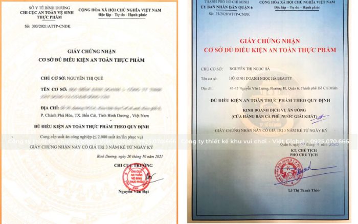 Giấy chứng nhận vệ sinh an toàn thực phẩm
