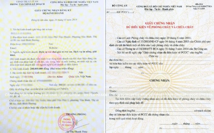 Thủ tục pháp lý khu vui chơi