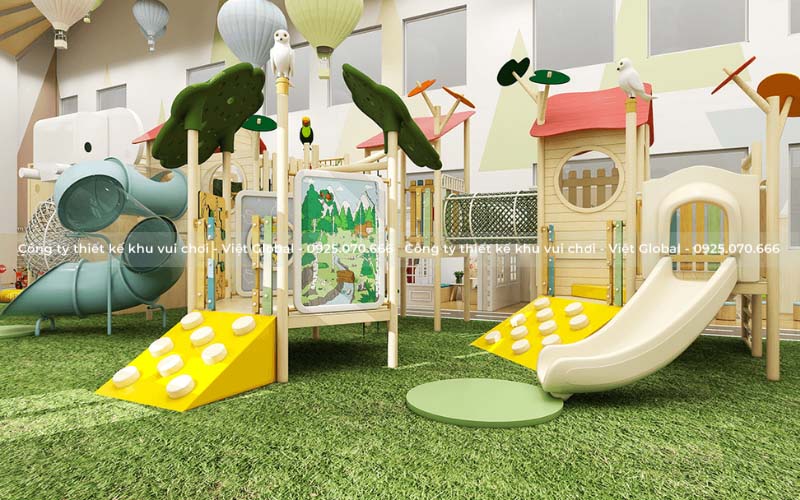 Mẫu thiết kế khu vui chơi ngoài trời tại trường mầm non