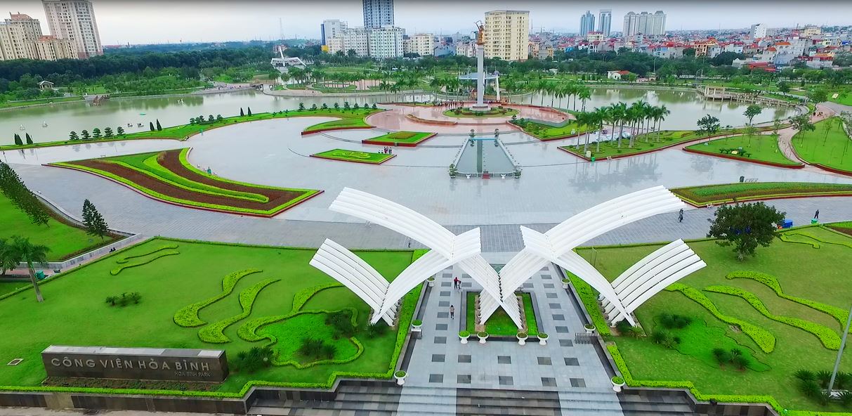 Diện tích công viên Hòa Bình khá lớn, lên đến hơn 20ha